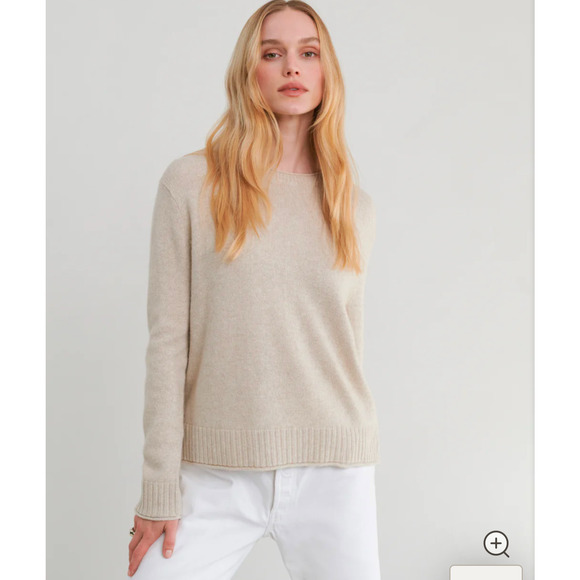Jenni Kayne Sweaters - Jenni Kayne Cashmere Sweater Oatmeal Beige Small Lightweight Crewneck Pullover